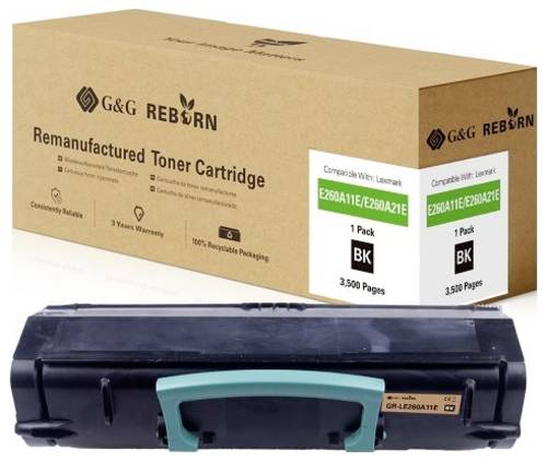 G&G Toner ersetzt Lexmark E260 Kompatibel Schwarz 3500 Seiten Reborn remanufactured 21318 von G&G