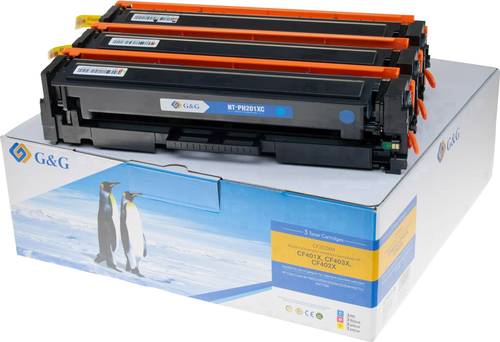 G&G Toner ersetzt HP 201X, CF401X, CF402X, CF403X, CF253XM Kompatibel Kombi-Pack Cyan, Magenta, Gelb von G&G