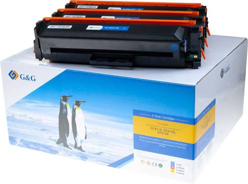 G&G Toner ersetzt HP 410X, CF411X, CF412X, CF413X, CF252XM Kompatibel Kombi-Pack Cyan, Magenta, Gelb von G&G