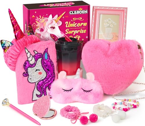 G.C Einhorn Geschenke für Mädchen 6 7 8 9 10 11 12 Jahre, Einhorn Geburtstag Geschenk mit Plüsch Tagebuch & Tasche, Kaffeetasse, Taschenspiegel, Fotorahmen, Unicorn Kinder Geschenk Prinzessin Mädchen von G.C