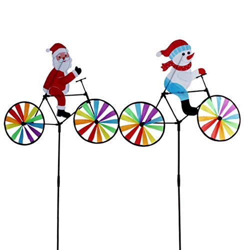 3D Großer Schneemann Weihnachtsmann Auf Fahrrad Windmühle Windspinner Whirligig Yard Garden von GADAW