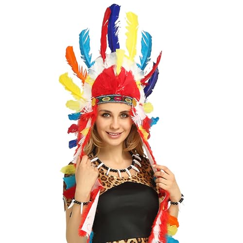 GADAW Indianer-Haarband, Karneval, bunt, gefiedert, Cosplay, Requisiten, Tribal-Haarband für Theateraufführungen von GADAW