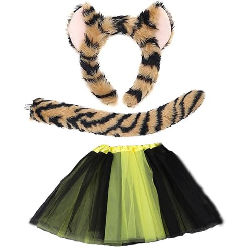 GADAW Leopardenohren, Stirnband, Fliege, Schwanz, Tutus, Röcke, Leoparden-Kostüme, Set für Kinder, Halloween-Kostüme, Cosplay, Party-Requisiten von GADAW