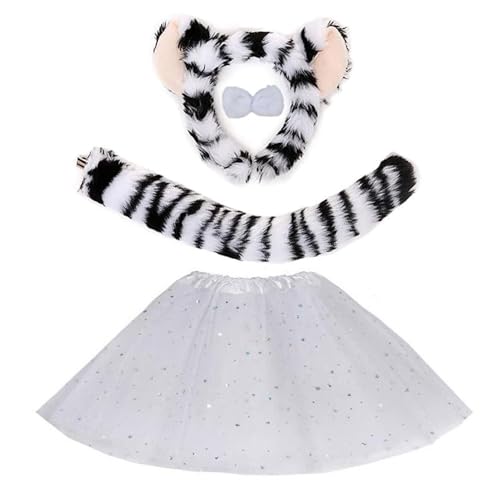 GADAW Leopardenohren, Stirnband, Fliege, Schwanz, Tutus, Röcke, Leoparden-Kostüme, Set für Kinder, Halloween-Kostüme, Cosplay, Party-Requisiten von GADAW