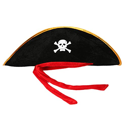 GADAW Piraten Mit Totenkopf Aufdruck Halloween Piratenhut Piratenkapitänshut Halloween Cosplay Karibischer Piratenhut von GADAW