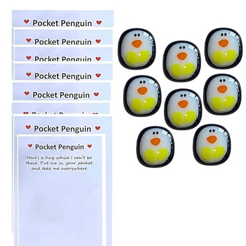 Pocket Penguin Hug, Taschenumarmung Niedlich Eine Taschen Pinguin Umarmung mit Ermutigend Grußkarte, Mini Pinguin Geschenk Gute Besserung Geschenke Kleine Trost Geschenke für Frauen Männer (8 Stück) von GADITIEK