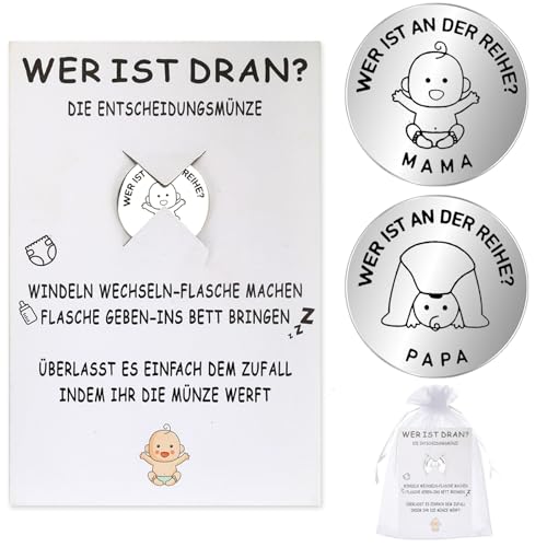 GADITIEK Geschenke für Werdende Väter Oder Mütter, Werdende Mama Oder Werdender Papa Geschenk, Geschenk für Werdende Eltern, Geschenk Werdender Papa, Entscheidungsmünze Mama Papa von GADITIEK