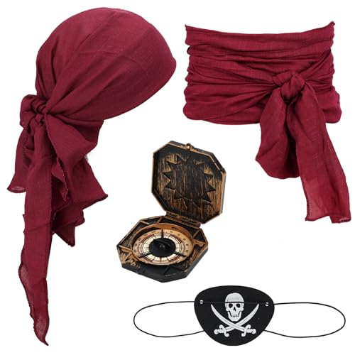 GADITIEK Piratenkostüm Damen, Piratenkostüm Herren, Pirate Accessories, Augenklappe Pirat, Jack Sparrow Kostüm, Piratenhut, Piratenkostüm Kinder, Fastnachtskostüme Damen von GADITIEK