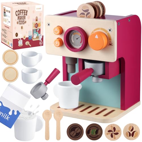 GAGAKU Kaffeemaschine Kinder Holz, Montessori Spielzeug ab 3 Jahre mit Milchkännchen & Zubehör, Lernspielzeug Rollenspiel Geburtstagsgeschenk für Jungen Mädchen GAGAKU Kaffeemaschine Kinder Holz, Montessori Spielzeug ab 3 Jahre mit Milchkännchen & Zubehör, Lernspielzeug Rollenspiel Geburtstagsgeschenk für Jungen Mädchen von GAGAKU