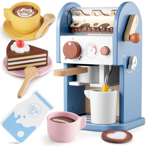 GAGAKU Kaffeemaschine Kinder Holz mit Sound 15 Teile Kinderküche Spielzeug mit Geräusch Kinderkaffee Kinder Küche Spielküchen Zubehör Kaffeemühle Geschenke für Jungen und Mädchen ab 3 Jahre (Blau) GAGAKU Kaffeemaschine Kinder Holz mit Sound 15 Teile Kinderküche Spielzeug mit Geräusch Kinderkaffee Kinder Küche Spielküchen Zubehör Kaffeemühle Geschenke für Jungen und Mädchen ab 3 Jahre (Blau) von GAGAKU