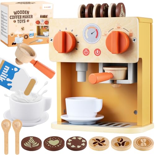 GAGAKU Kaffeemaschine Kinder aus Holz - Kaffeemaschine Spielzeug in Leuchtend Orange - Mit Zubehör für Kinderküche - Lernspielzeug für Rollenspiele & Feinmotorik GAGAKU Kaffeemaschine Kinder aus Holz - Kaffeemaschine Spielzeug in Leuchtend Orange - Mit Zubehör für Kinderküche - Lernspielzeug für Rollenspiele & Feinmotorik von GAGAKU