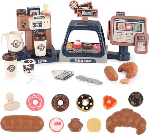 GAGAKU Kinder Kaffeemaschine Spielzeug und Registrierkasse mit Sound-Licht, Küchenzubehör Vorstellungsspielsets Rollenspiel Spielzeug Geschäfte von GAGAKU