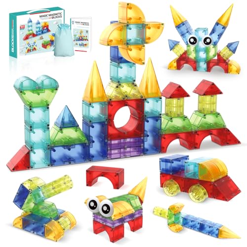 GAGAKU 62 Teile Magnetische Bausteine Kinderspielzeug für 3 4 5 6 7 8 Jahre 3cm Magnetische Fliesen Würfel STEM Montessori Magnet Spielzeug Magnetspiele Kinderspielzeug Geschenk Junge Mädchen von GAGAKU