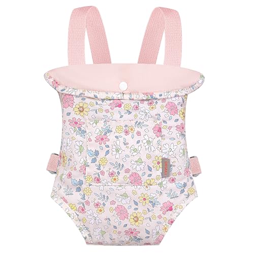 GAGAKU Puppentrage Kinder Babypuppentrage Kreuzen Schultergurte Babypuppen Zubehör Vorne und Hinten Babytrage Puppe Stofftiertrage Puppenwiege Tasche - Rose - Blumen Dianthus von GAGAKU