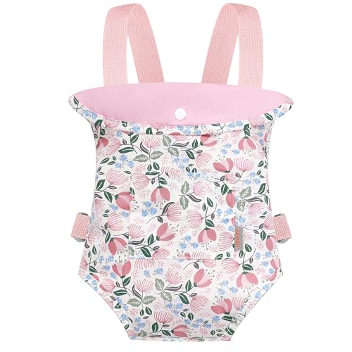 GGAGAKU Puppenrtage Kinder ab 3 Babytrage für Puppen Spielzeug Trage Baby Annabell Zubehör 43 cm Puppentrage Puppenzubehör - Rosa - Albizia Flower von GAGAKU