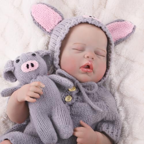 GAGAKU Reborn Mädchen Baby Puppe, 45 cm Lebensechte Babypuppen Wie Echt, 18 Zoll Realistische Neugeborene Puppe mit Zubehör - Grau Kleidung GAGAKU Reborn Mädchen Baby Puppe, 45 cm Lebensechte Babypuppen Wie Echt, 18 Zoll Realistische Neugeborene Puppe mit Zubehör - Grau Kleidung von GAGAKU