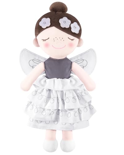 GAGAKU Weiche Stoffpuppe 40cm Schutzengel Puppen, Taufgeschenk für Baby Mädchen mit Flügeln Kuscheltier Glücksbringer für Kinder im Alter von 3-5 Jahren - Blumenprinzessin von GAGAKU