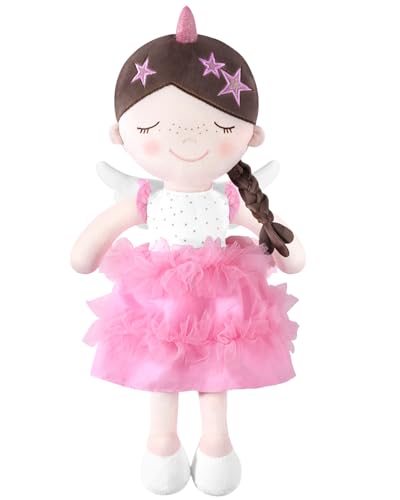 GAGAKU Weiche Stoffpuppe 40cm Schutzengel Puppen, Taufgeschenk für Baby Mädchen mit Flügeln Kuscheltier Glücksbringer für Kinder im Alter von 3-5 Jahren - Sternenengel von GAGAKU