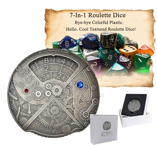 7-in-1 Roulette DND Dice Dungeons and Dragons D&D Metal Hollow D20 D and D Rollenspiel Würfel für Dungeons mit Dragon Rollenspiel von GAINFI