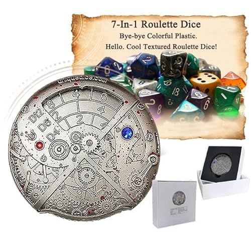 Spinner Würfel Dungeons and Dragons Clockwork Würfel Set, Hollow Metal 7-In-1 Roulette D&D DND Würfel D4, D6, D8, D10, D12, D20 und D% für Rollenspiele von GAINFI