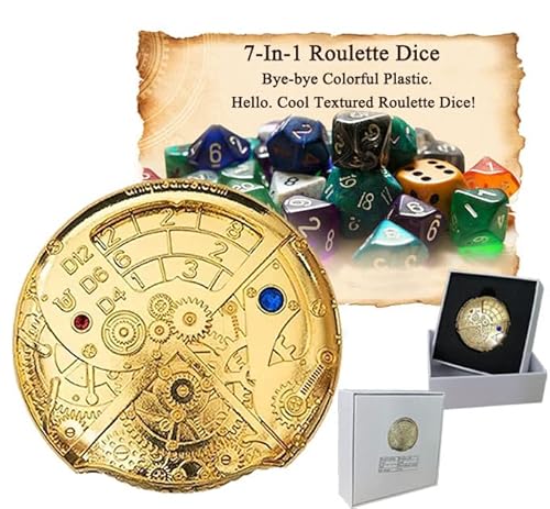 Hollow DND 7-In-1 Roulette Würfel Metall Dungeons und Drachen D und D D4, D6, D8, D10, D12, D20 und D% mit Geschenkbox für Dungeons, Dragon Gaming RPG Rollenspiel Spiele von GAINFI