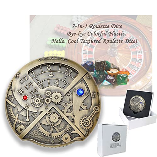 Clockwork Würfel Metal Roulette Dungeons and Dragons Dice Set DND D&D SAGT, 7-in-1, Combine D4, D6, D8, D10, D12, D20 und D% All in One for Dungeons and Dragons, Tabletop RPG and Cards Board Games von GAINFI