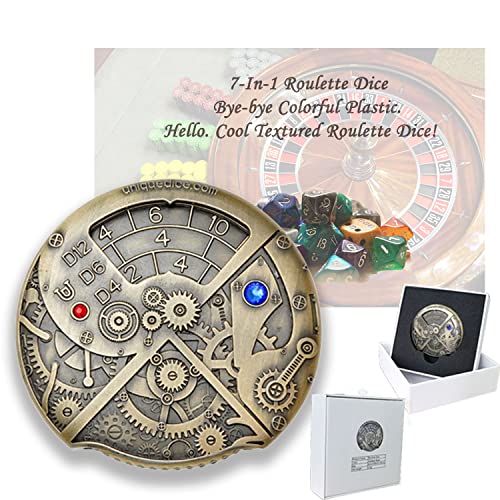 clockwork Würfel Metal Roulette Dungeons and Dragons Dice Set DND D&D sagt, 7-in-1, Combine D4, D6, D8, D10, D12, D20 und D% All in One for Dungeons and Dragons, Tabletop RPG and Cards Board Games von GAINFI