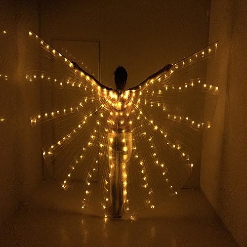 Leuchtende Feenflügel Erwachsene Frauen, LED Bauchtanz Isis Flügel mit Teleskopstab, Gelb Schmetterlingsflügel Regenbogen Flügel Karneval Festival Tragen Halloween Weihnachten Leuchtende Yostume Leuchtende Feenflügel Erwachsene Frauen, LED Bauchtanz Isis Flügel mit Teleskopstab, Gelb Schmetterlingsflügel Regenbogen Flügel Karneval Festival Tragen Halloween Weihnachten Leuchtende Yostume von GALER