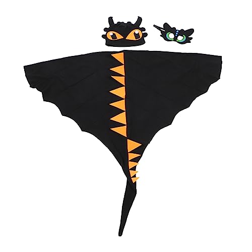 GALPADA 1 Satz Dinosaurier-umhang-set Dino-kostümzubehör Drachen-dinosaurier-kostüm Halloween-drachenflügel Halloween-drachenkostüm Rollenspielkostüm Dinosaurier Umhang Black Polarfleece von GALPADA