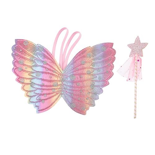 GALPADA 1 Satz Engelsflügel feeflügeln Fairy Wand engelkostüme kinderparty mitgebsel Dekoration Party Feenstab Mädchen Prinzessinnenflügel Zauberstäbe tragbarer Zauberstab Stoff Colorful von GALPADA