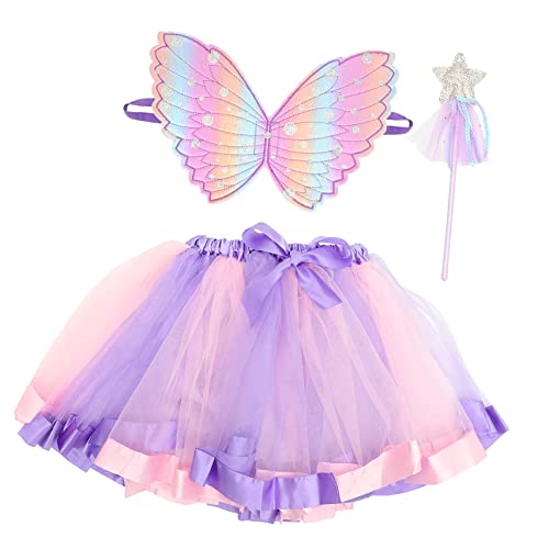 GALPADA 1 Satz Flügel Verkleiden Requisiten Teenager-mädchen-kleidung Tutu-rock Für Mädchen Cosplay Schöner Zauberstab Mädchen-tutu-kleid Prinzessinnenkostüm Für Mädchen Fee Tuch Violet von GALPADA