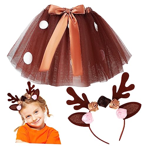 GALPADA 1 Satz Kleinkind-Hirschkostüm Kostüme Rentier-Tutu-Rock Weihnachtsstirnbänder Reh Outfit weihnachtskleider kinder weihnachtskleider für kinder Geweih Stirnband Elchgeweih Polyester von GALPADA