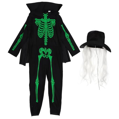 GALPADA 1 Satz Leuchtendes Skelett-kostüm Damen-cosplay-kostüm Für Frauen Jumpsuit Frauen-skelett-outfit Athartle Rioria-body Body Mit -print Lustiger Body Catsuit Gestrick Black von GALPADA