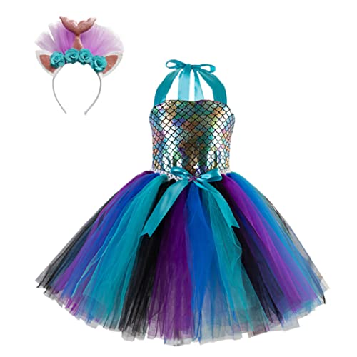 GALPADA 1 Satz Mesh-rock Mädchenkleidung Prinzessinnenkleider Für Mädchen Meerjungfrau-cosplay-kleid Tutu-kleider Für Mädchen Tutu-outfit Für Geburtstagsfeiern Ballkleid Gittergewebe von GALPADA