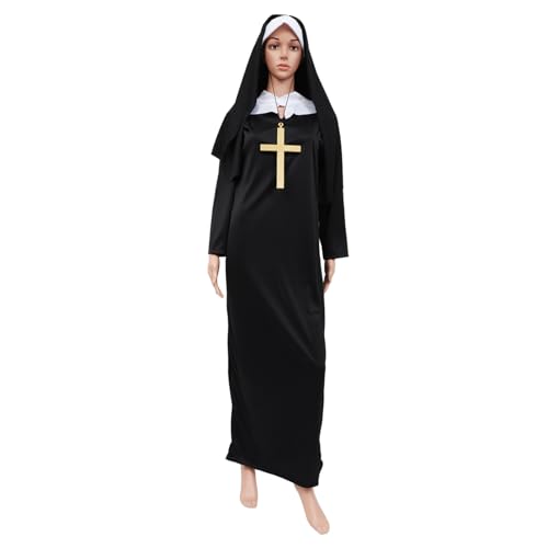 GALPADA 1 Satz Nonnenkostüm für Erwachsene Halloween-Party kreatives Nonnenkostüm Nonnenkleid halloween kleider halloween dress Halloween-Kostüm zum Thema Party-Requisiten Polyester Black von GALPADA