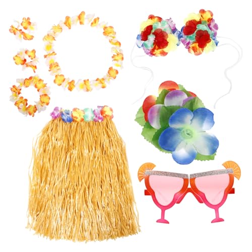 GALPADA 1 Satz Party-Deko-Set tropische hawaiianische Partyhalskette Luau-Sonnenbrille als Partygeschenk Party Dekorationsset Strandparty-Dekoration Hawaii-Kleider für Damen Plastik von GALPADA