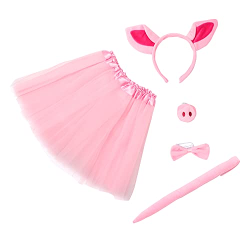 GALPADA 1 Satz Satz Schweine kostüme halloween costume halloween kleidung Maskenball verkleiden kostüm leistung Schweineohr Stirnband Tier-Cosplay-Kostüm Partykostüm für Mädchen Stoff Rosa von GALPADA