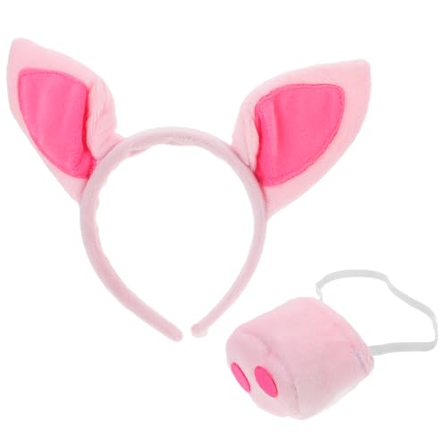 GALPADA 1 Satz Stirnband-Set halloween köstum faschingskostüme tierische Nase pig costume Tierohren kreative Schweineschnauze Haarband Schweine-Stirnbänder Kostümzubehör Stoff Rosa von GALPADA