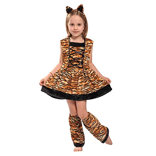 GALPADA 1 Satz Tiger-cosplay-kostüm Performance-kleidung Kostüm Für Rollenspiele Cosplay-zubehör Kinderkostüm Mädchenkostüm Brown von GALPADA