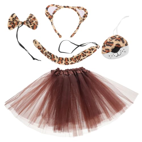 GALPADA 1 Satz Weihnachts-Leoparden-Set Cosplay-Requisite Leoparden-Cosplay-Nase Leopardenschwänze leopard haarreif Haarband Halloween-Cosplay-Zubehör Leopardenkostüm für Mädchen Stoff von GALPADA