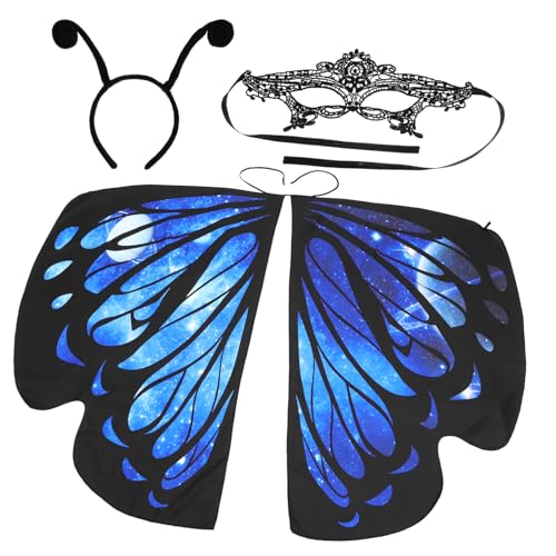 GALPADA 1 Set Schmetterlingsschalkapem Schmetterling Dekorationen Kleid Schmetterling Kits Mit Raupen Schmetterling Flügel Prom Schalfleme Kostüm Schmetterlinge Polyester von GALPADA