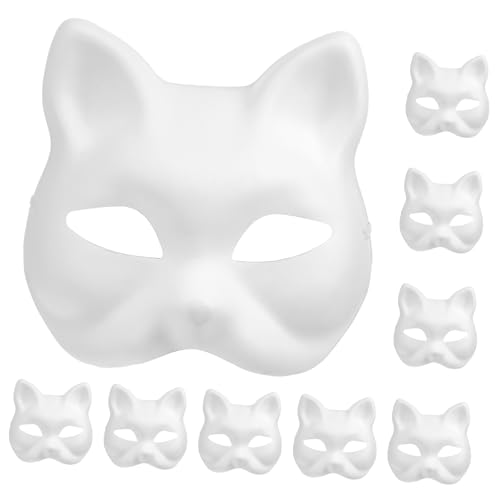 GALPADA 10 Stk Zellstoff-Maske leere Katzenmaske leere Masken zum Dekorieren Katze zum Malen Fuchs Halbmaske hallowen masks heloween maske Katzenmasken zum bemalen Papiermasken zum Basteln von GALPADA