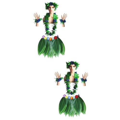 GALPADA 10 Stk grüner Kranz Luau-Partykostüm Hawaii-Outfits Hawaii-Partykostüm hawaiianisches Blumenarmband hochzeitsdirndl goldhochzeit party accessoires Green leaf garland bläulich Blue von GALPADA