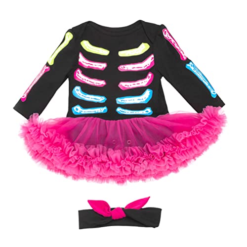 GALPADA 2 Sätze Festival-Skelett-Kleid Halloween-Babykleidung Skelett Kostüm Babykostüm -Outfits halloween costume halloween kleidung Halloween-Babyrock Halloween-Spielanzug Baumwolle von GALPADA