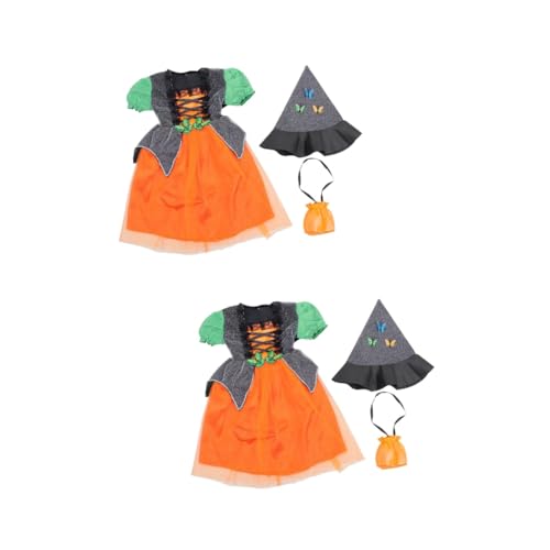 GALPADA 2 Sätze Kostüme Für Kinder Kinderkleidung Für Mädchen Hexenkostüm Für Kleinkinder Ballkleider Für Kinder Zauberstab Hexenoutfit Für Kinder Cosplay-party-outfits Elasthan von GALPADA