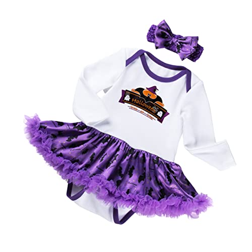 GALPADA 2 Sätze Langärmliges Stramplerkleid Babykleidung Für Mädchen Kleider Für Mädchen Stirnbänder Babykostüm Unisex Kleid Für Babymädchen Halloween- -outfits -kit Baumwolle von GALPADA