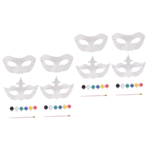 GALPADA 2 Sätze Papiermaske DIY-Maskenset Kreatives Masken Bastelset Masken Set für Kinder Masken Set für Spaß Halbgesicht aus Papier weiße Partymaske Bastelmaske kreative Maske von GALPADA