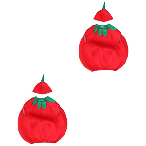 GALPADA 2 Sätze Tomate Kinderkleidung hallowennkostüme kinder faschingskostüme kinder Tomaten Outfit Kinder Vestidos Obstkostüm für Kinder Bühnenkostüm Festival-Cosplay-Kostüme Tuch rot von GALPADA