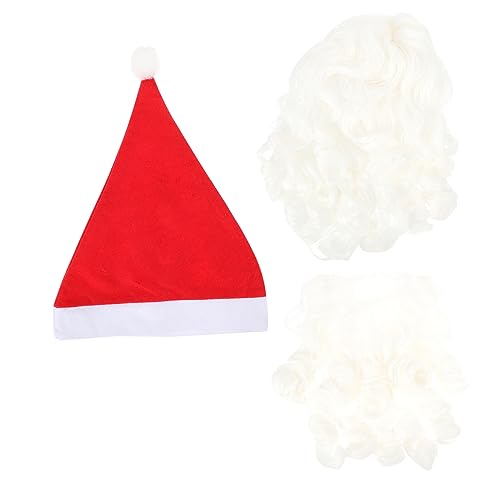 GALPADA 2 Sätze Weihnachtsanzug Weihnachtsmann Perücke Weihnachtsmann-Outfit Erwachsener Weihnachtsbart Weihnachtsmann Kostüm Zubehör Santa Perücke Bart Weihnachtsmann-Anzug Nylon von GALPADA