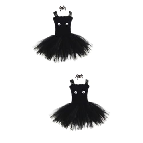 GALPADA 2 Sets Tutu Kleid Mit Spinnen Haarspange Kinder Outfits Rock Netzkleider Haarspangen Für Mädchen Kinderkleidung Kleid Für Mädchen Partykostüm Mädchenkleider Halloween von GALPADA